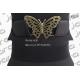 Butterfly Old Brass Buckle PU Ladies Wide Black Elastic Belts 6cm Width