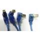 Right Left UP Down angle USB 2.0 Type B male cable in transport blue color