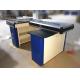 Metal Steel Supermarket Cash Counter With Conveyor Belt / Cash Counter For Retail Store