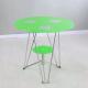 Coffee Meeting Room Library Glass Top Round Table With Tempered Glass And Metal Tube Leg