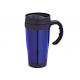 14oz travel mug with handle blue mug screwing lid slip to open FDA/LFGB/CA65/CE/E