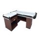High Durability Stainless Steel Checkout Counter Cash Counter Table With Customizable Conveyer Belt