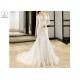 Half Sleeve Ivory Lace Mermaid Wedding Dress Beading Off Shoulder Back Bandage