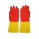 Red Yellow Latex Industrial Bicolor Glove 30-32CM Chemical Resistance