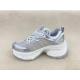 Women white running shoes with thick soled and breathable mesh upper genuine leather