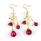 10MM 8MM Rose Red Tiger Eye Crystal And White Pearl With Rose Flower Dangle Long Earring For Party And Daily Wear