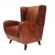 ISO9001 Distressed Leather Wingback Armchair Defaico Furniture
