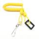 Bright Solid Yellow Elastic Coiled Tether With Metal Hook & Rectangle Plastic Buckle