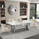 Light Luxury Stainless Steel Marble Dining Table Set  Non-Folding