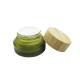Blue Glass Cosmetic Jars For Moisturizer Inclined Shoulder With Bamboo Lid 5g