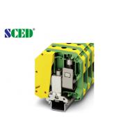 Green Yellow Din Rail Terminals Blocks Quick Connect Ground 25.0mm Width