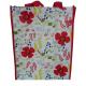 Waterproof 140g Red Flower Shining PP Shopping Bag With Nylon Handle, Customized Logo