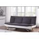 Charcoal Fabric White Faux Leather Tufted 3 Seater Sofa Bed With Chrome Feet