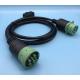 Green Deutsch 9-Pin J1939 Female to Right Angle OBD2 OBDII Female and J1939 Male Splitter Y Cable