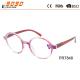 Fashionable round plastic reading glasses with spring hinge,suitable for men and women