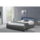 Faux Leather Upholstered Bed, Platform Bed Frame with Led Lighting,Curve Design