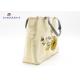 Yellow Canvas Cute Fabric Makeup Bag With Soft Clear PVC Lining Convenient Carrying