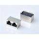 HULYN Very low profile, Shielded RJ45 Modular Jack Connector, Through Hole Type, Top Entry, 1x2 Ports