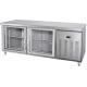 350W Under Counter Freezer  , Glass Door With LED Light Stainless Steel Kitchen Working Table Chiller