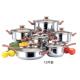 12pcs cookware set with tawny class lid & cooking pot with kettle & kitchenware