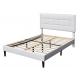 White King Upholstered Storage Bed PU Square Tufted Headboard Bed Frame 140X190Cm