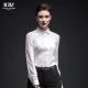 2022 Pure Solid White Casual Formal Ladies Blouse Tops for Office Lady at Affordable