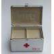 ABS First Aid Case With Removable Tray For Medicines Small Aluminum Doctor Carry Medicine Box Silver
