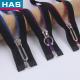 28 Inch Open Ended Zip Black Eco Friendly Zipper Red Teeth For Leather Garment