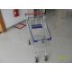 80 L Steel Supermarket Shopping Carts With Blue Plastic Parts And Safety Babyseat