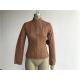 Camel Ladies Pleather Jacket With Soft Gold Zip Through And Funnel Collar