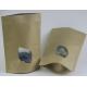 Kraft Brown Paper Tea Bag Foil Lined With Window / Stand Up Green Tea Pouch Zip