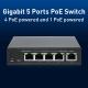 5 Port Unmanaged PoE Switch With Port Trunking Support IEEE 802.3bt Network Protocols