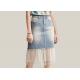 ODM OEM High Waisted Denim Skirt Tulle Mesh PatchedHem Light Indigo Jeans Wrap Skirt