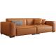 Leather Custom Sofa Bed Straight Row Minimalist Living Room Head Layer Cowhide Caramel Color