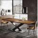 Luxury X  Cross Industrial Solid Wood Dining Table With Metal Base Grain Pattern