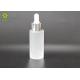 Flat Shoulder Cosmetic Packaging Bottles , 30ml Frosted Glass Empty Cosmetic Containers