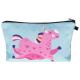 Cute Printed Blue Large Zip Makeup Bag Cosmetic Purse Organizer For Traveling
