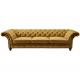 Vintage Yellow / Mustard Velvet Chesterfield Couch Sofa