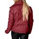 Zip Up Faux Leather Puffer Winter Down Jackets Zipper Closure