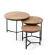 Living Room Small Brown Round Nesting Coffee Table Set Furniture