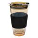 Office Glass Tumbler Cup Mug Single Wall Borosilicate Glassware With Flip Lid
