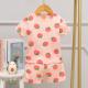 140cm 135cm Height Summer Pyjama Sets / Silk Sleep Set Strawberry Pattern