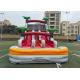 PVC Stripes Double Lane Water Park Games Slide With Pool