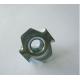 Zinc plated carbon steel T nut with four claws / teeth / prong