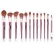 12pcs Three Concave Synthetic Hair Makeup Brush With Wooden Handle