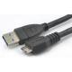 Black Round USB3.0 A Male to Micro B Charge Cable
