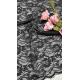 Full Width Stretch Lace Fabric In Black Elegant Floral Patterns And Scalloped Edges For Fashion Women Dress
