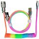 Mechanical Keyboard Cable Coiled Audio Connector Coupling USB Type-C Rainbow Cable