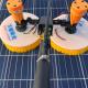 Solar Panel Cleaning System with Electric Double Heads Spin Brush and Brush-Less Motor Driven