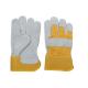 Microfiber Synthetic Spandex Yellow Cowhide Leather Work Gloves Cut Resistant